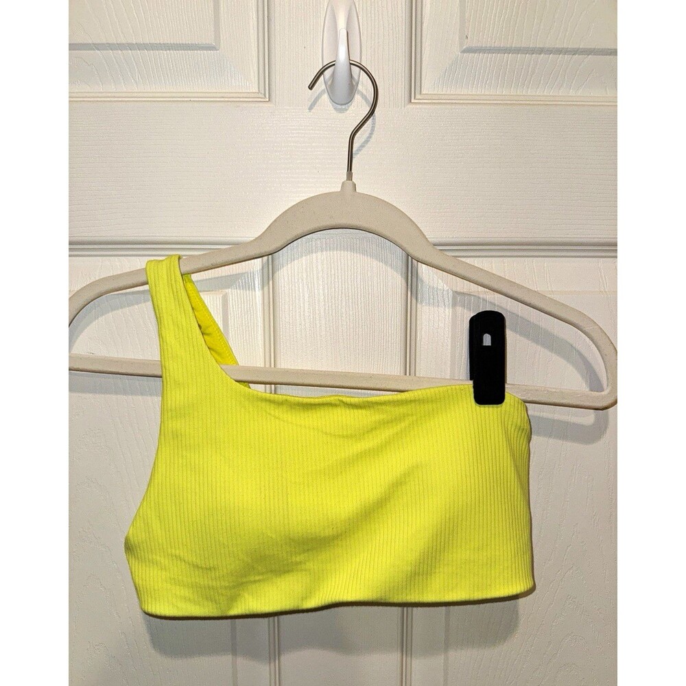 Lululemon Yellow Ribbed One-Shoulder Wireless Sports Bra Pullover Size M